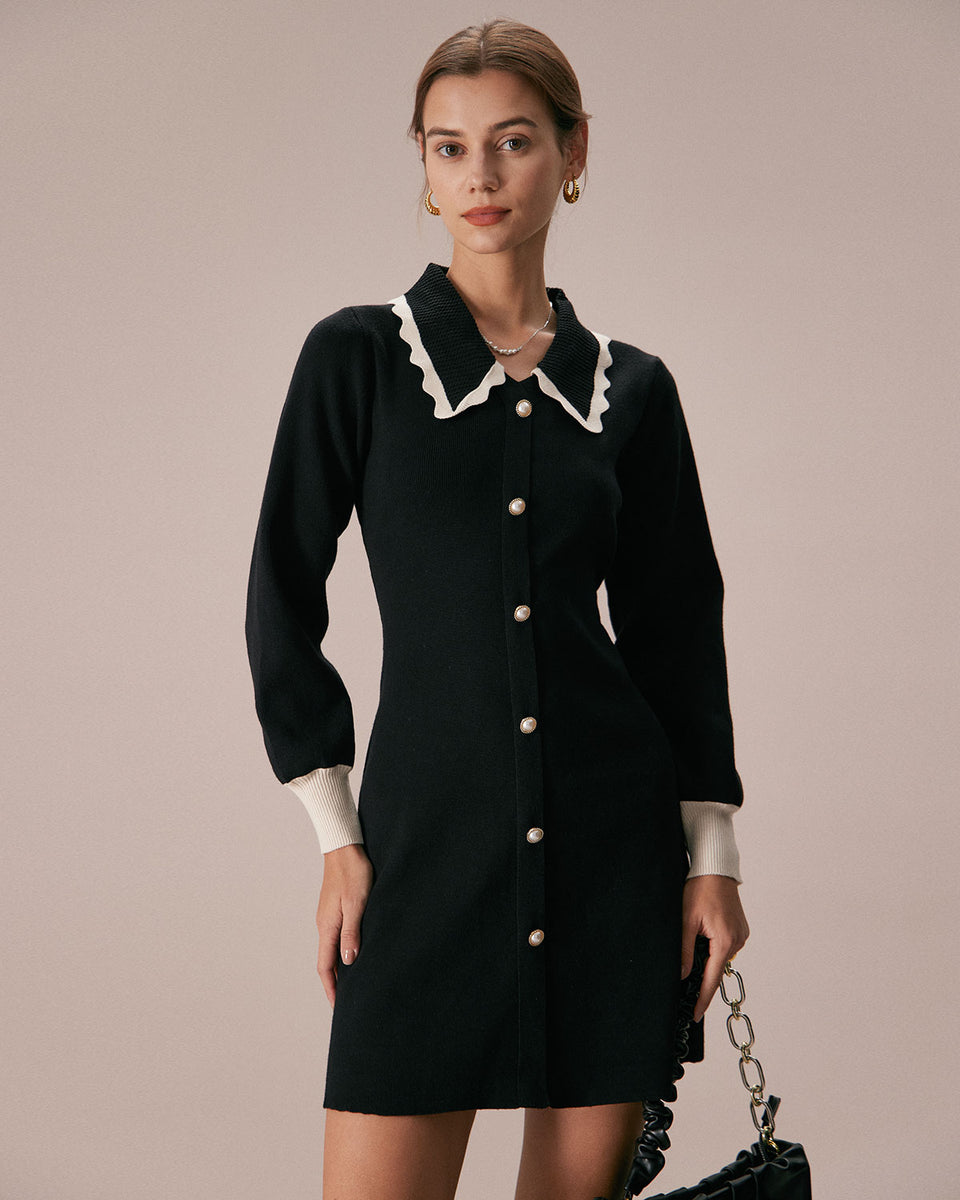 Dress with clearance collar and buttons