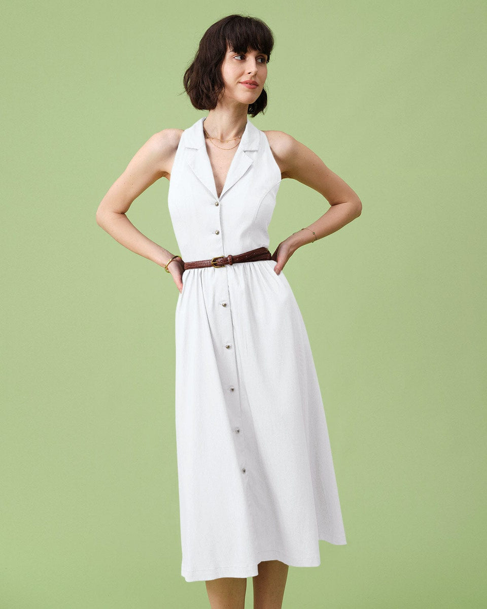 The White Lapel Tunic Sleeveless Midi Dress & Reviews - White - Dresses |  RIHOAS