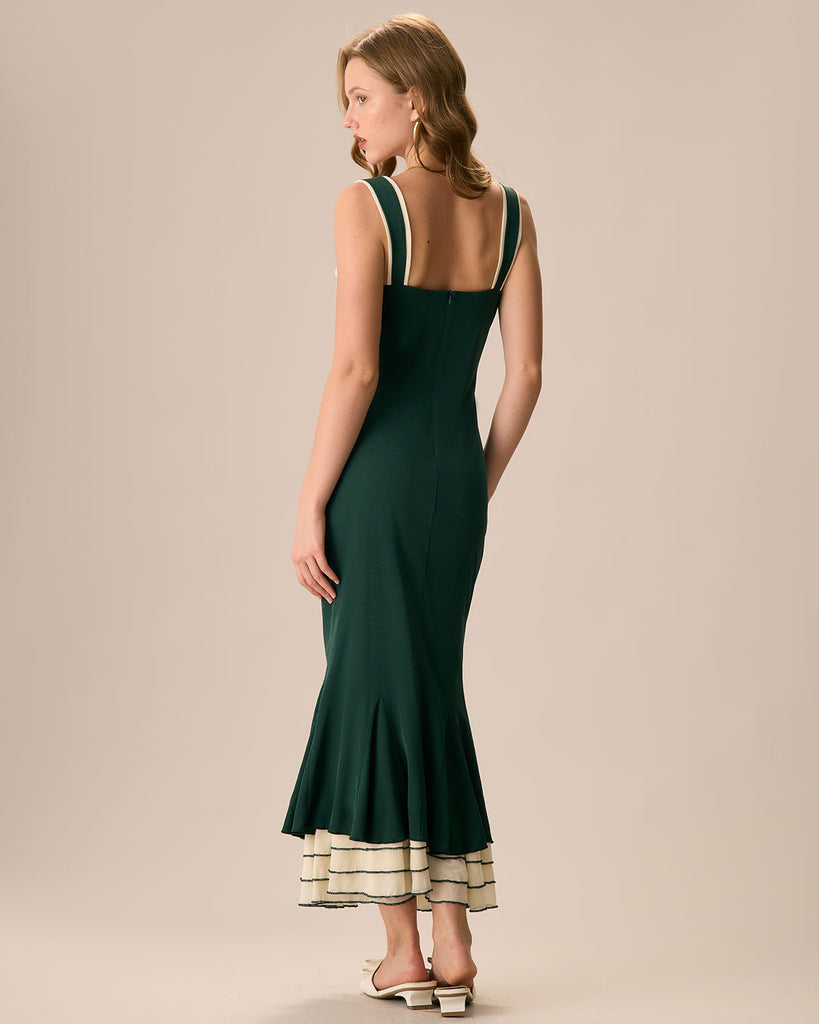 The Green Sweetheart Neck Bodycon Slip Maxi Dress