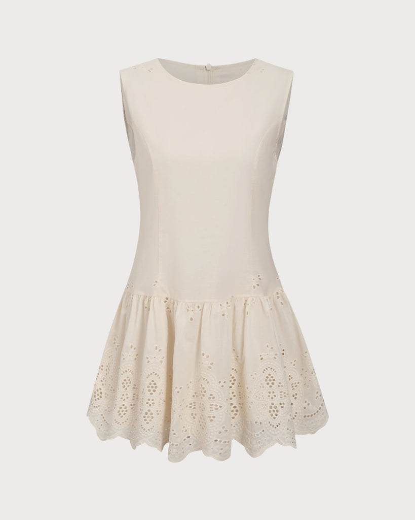 Apricot Embroidery Sleeveless Mini Dress