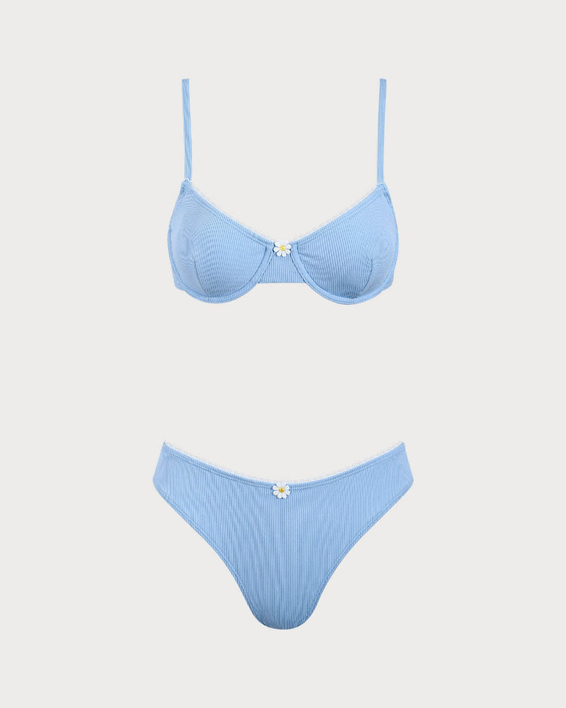 Blue Daisy Underwire Bikini Set