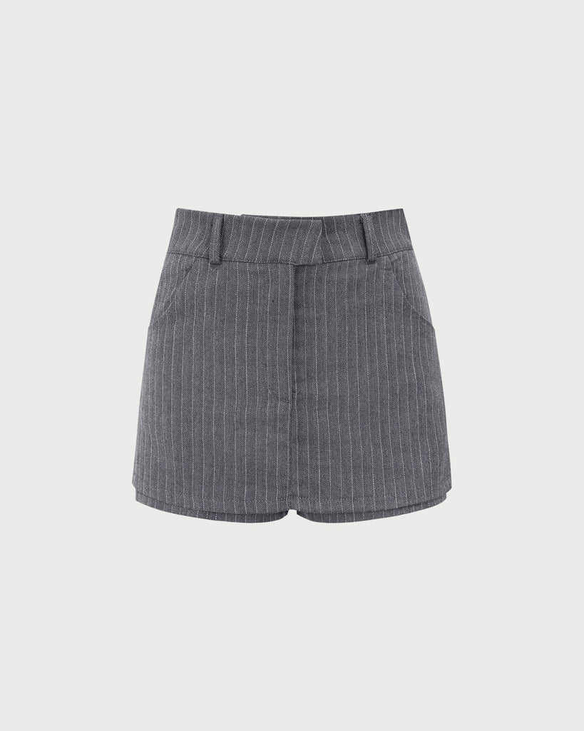 Women's Grey High-waisted Pocket Skort