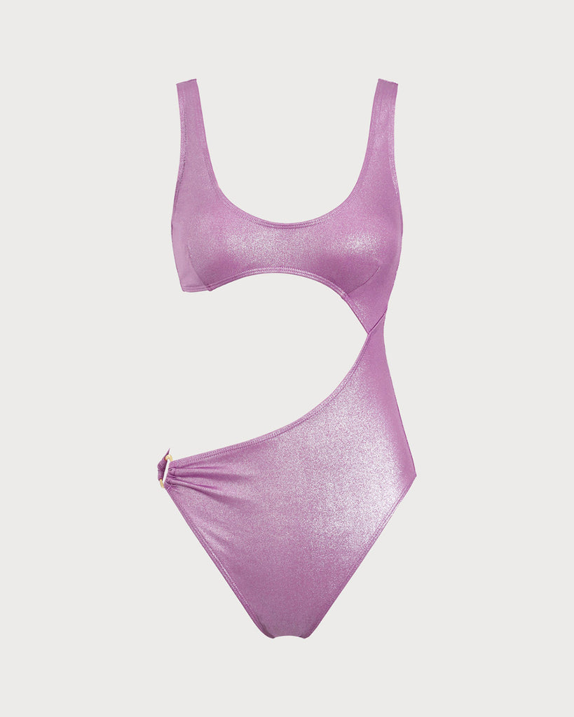 Purple Sequins Cut Out Bikini Set