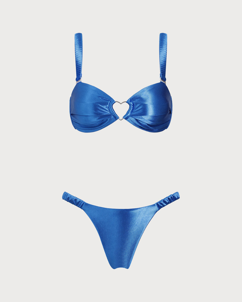 Blue O-Ring Cutout Bralette Bikini Set