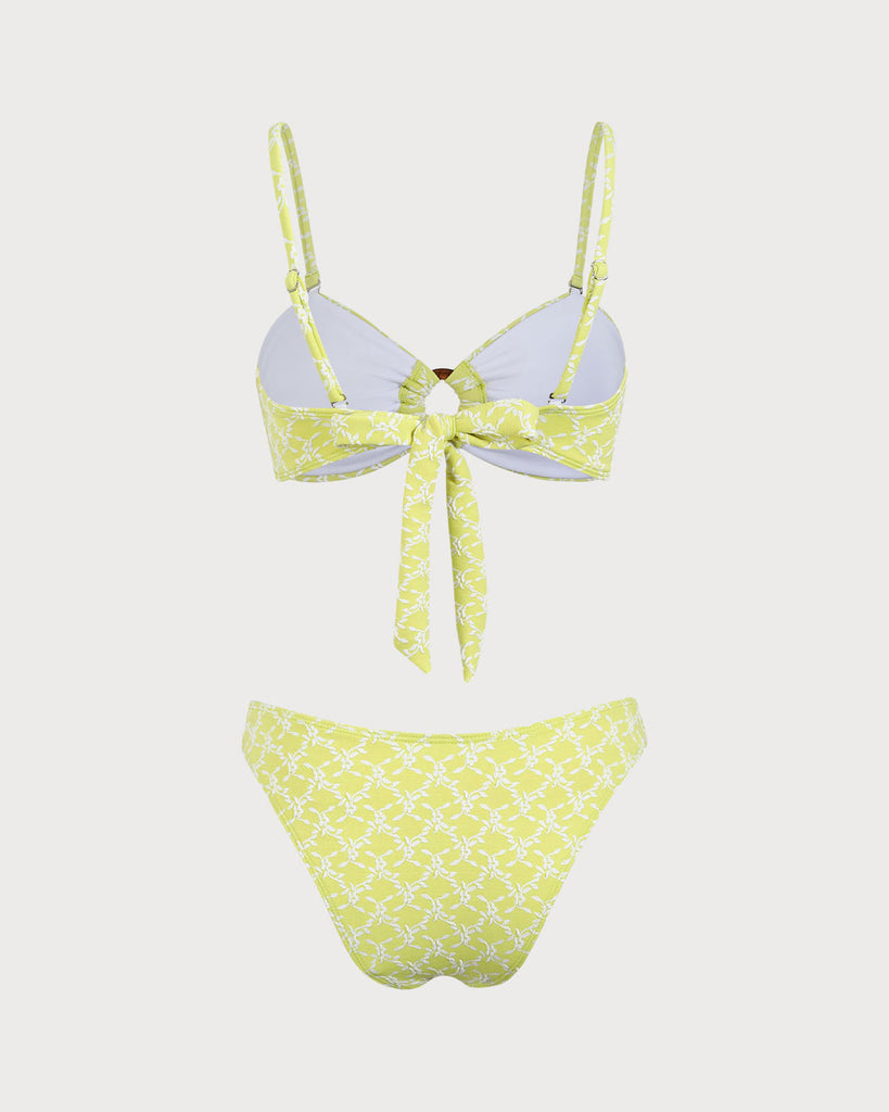 Yellow Jacquard O-Ring Bikini Set