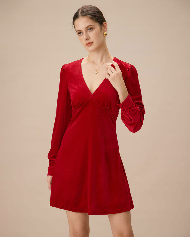 Red velvet mini dress on sale