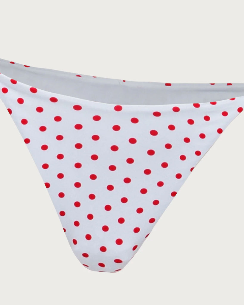 Red Polka Dot Drawstring Bikini Set