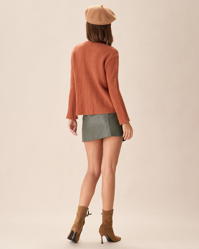 Caramel Button Slim Slit Cardigan