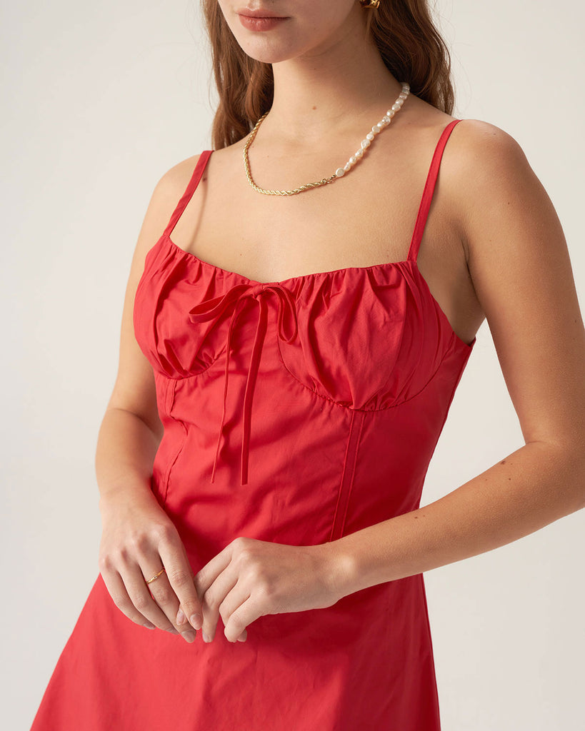 Red Ruched Slip Mini Dress