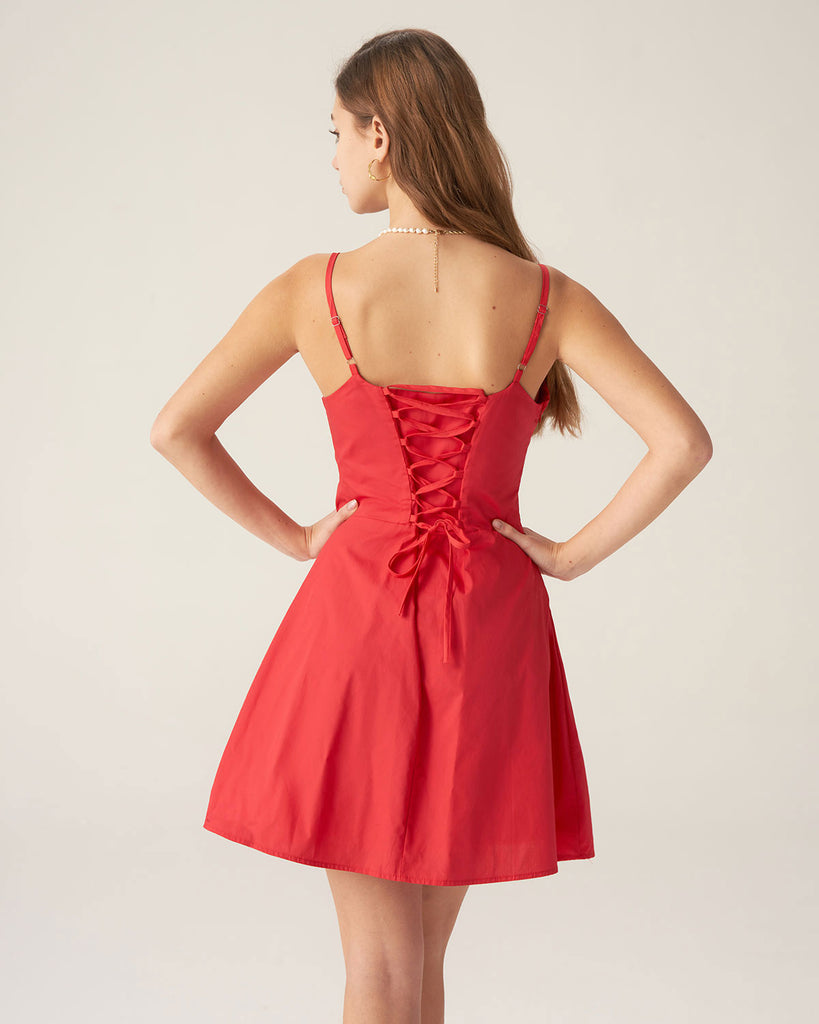 Red Ruched Slip Mini Dress