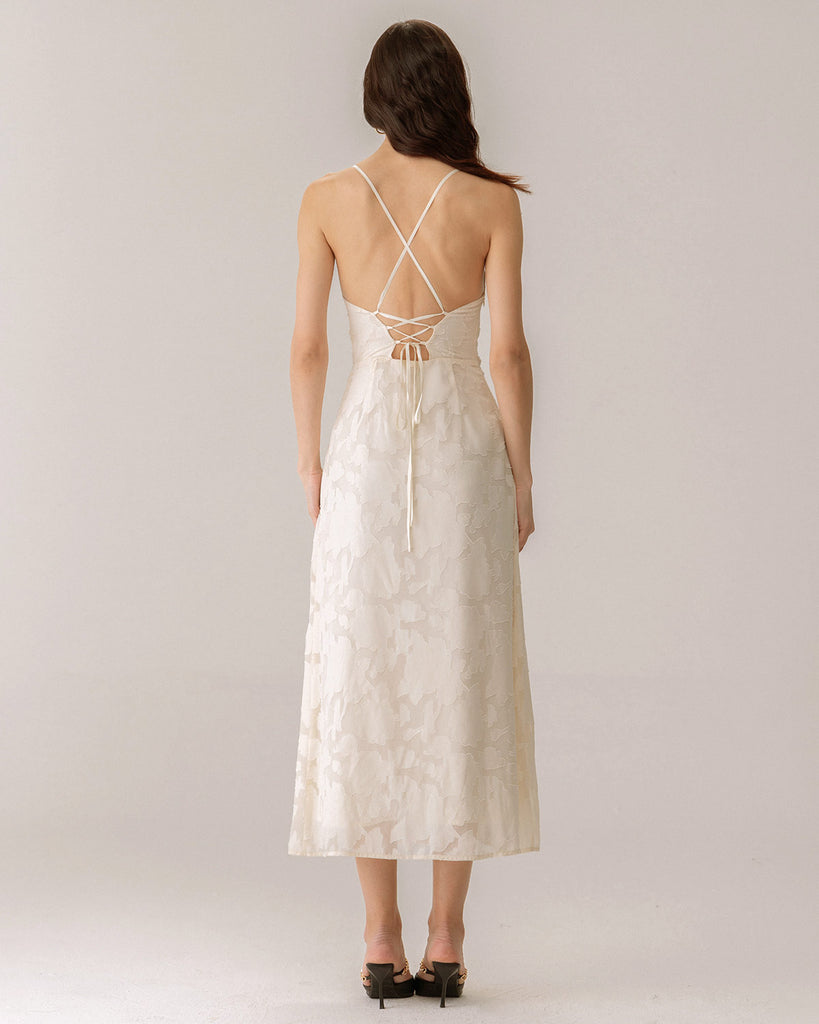 Apricot Jacquard Corset Slip Maxi Dress