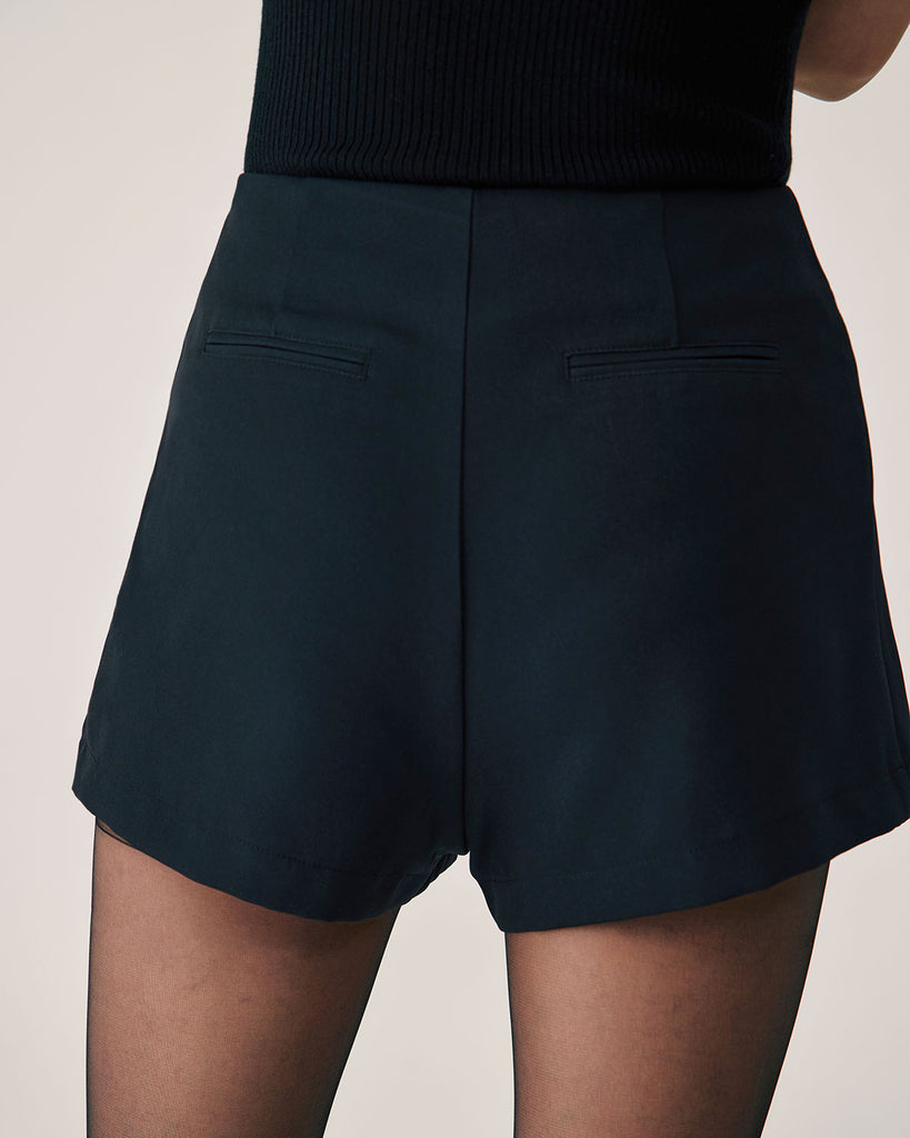 Black Wrap Zipper Skort