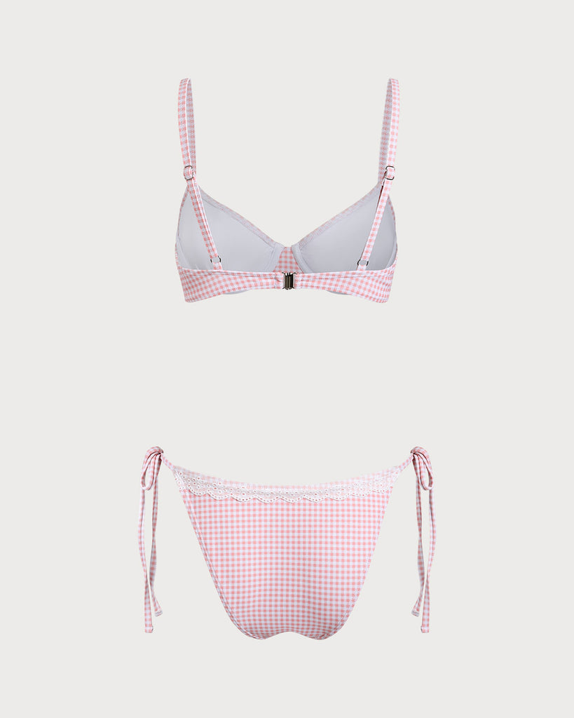 Pink Plaid Underwire Bikini Set