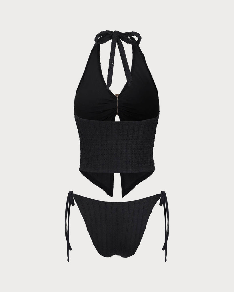 Black Cutout O-Ring Tankini Swimsuit