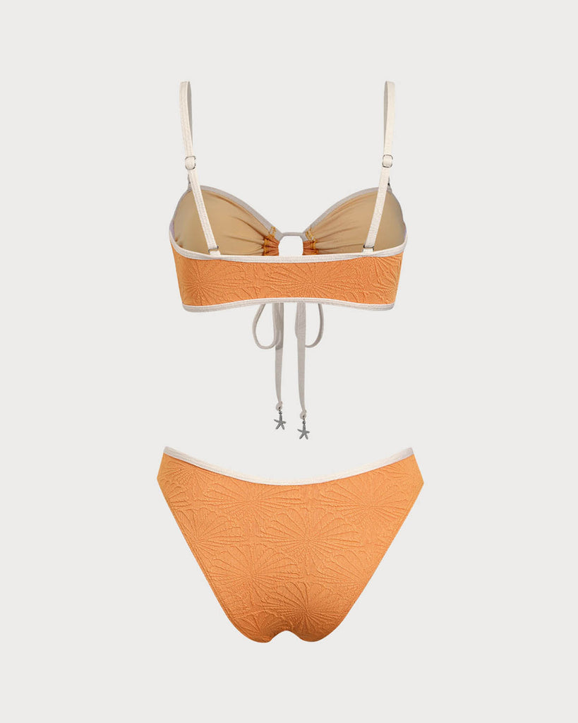 Orange Contrast Cutout Bikini Set