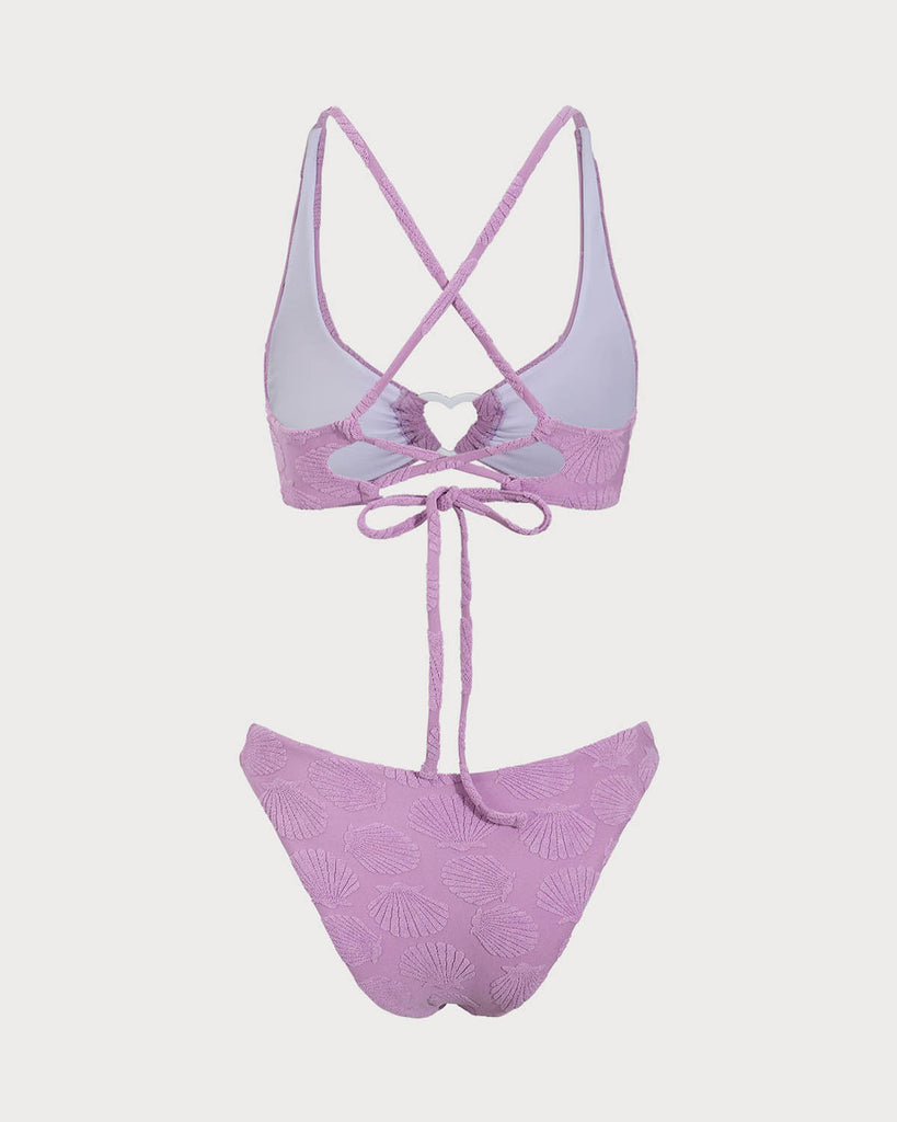 Purple Jacquard O-Ring Bikini Set