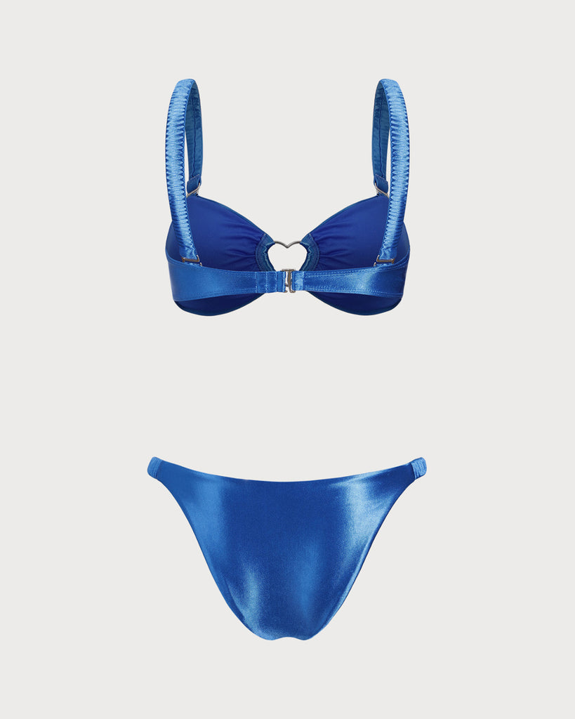 Blue O-Ring Cutout Bralette Bikini Set