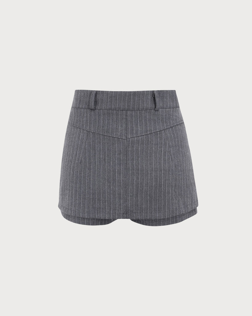 Women's Grey High-waisted Pocket Skort