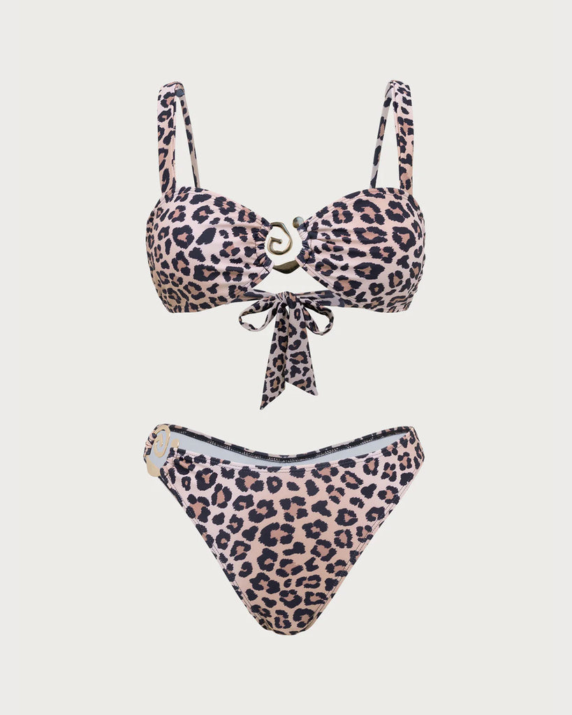 Brown Leopard Cut Out Bikini Set