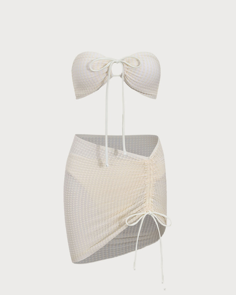 Beige Strapless Bikini Set