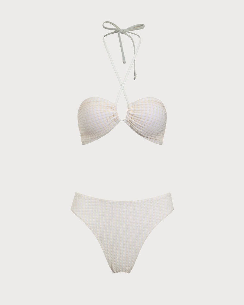 Beige Strapless Bikini Set