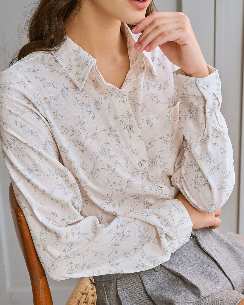 Beige Jacquard Pocket Shirt