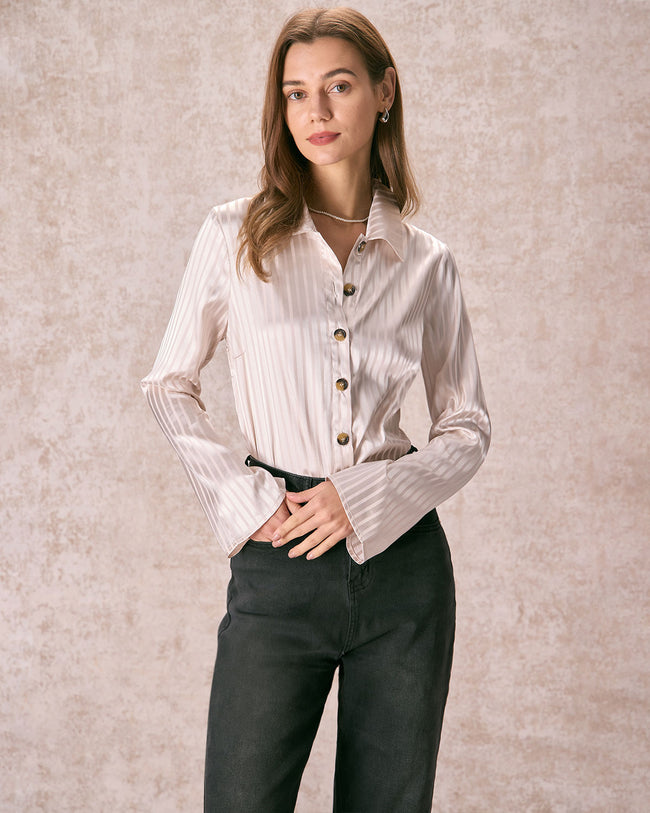 Satin striped shirt - Woman