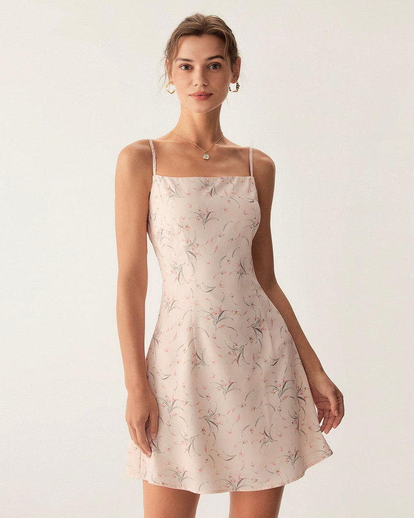 Pink Floral A-Line Slip Mini Dress