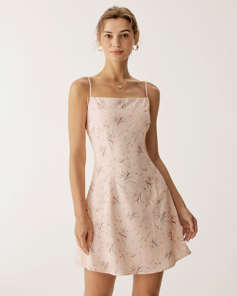 Pink Floral A-Line Slip Mini Dress