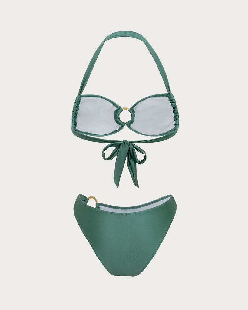 Green O-Ring Halter Bikini Set