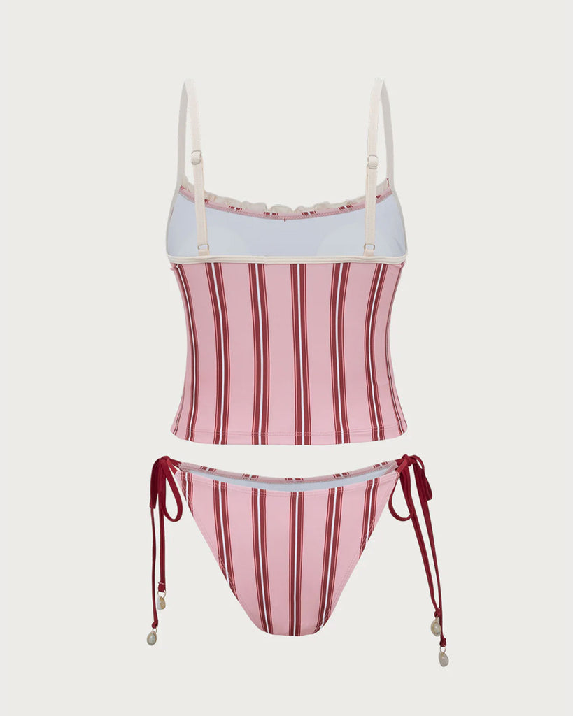 Pink Striped Tankini Swimsuit