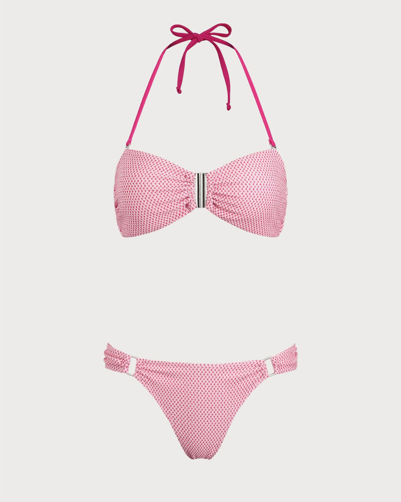 Pink Polka Dot Halter Bikini Set