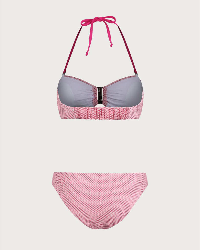 Pink Polka Dot Halter Bikini Set