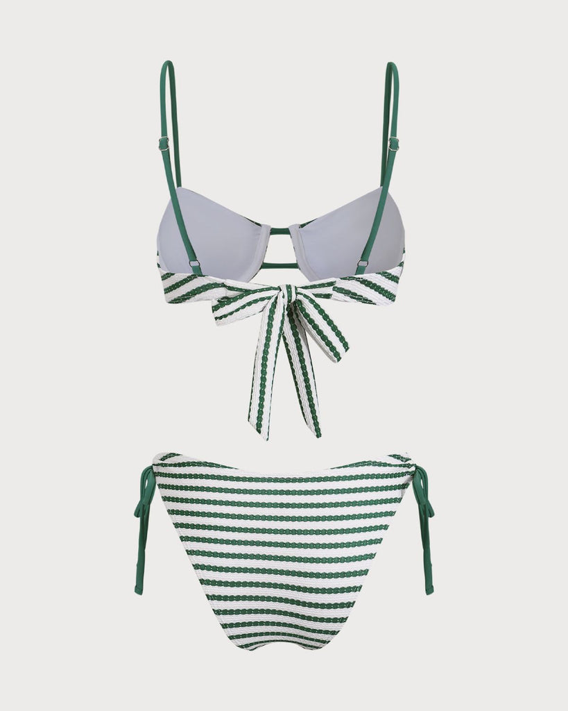 Green Striped Underwire Bikini Set