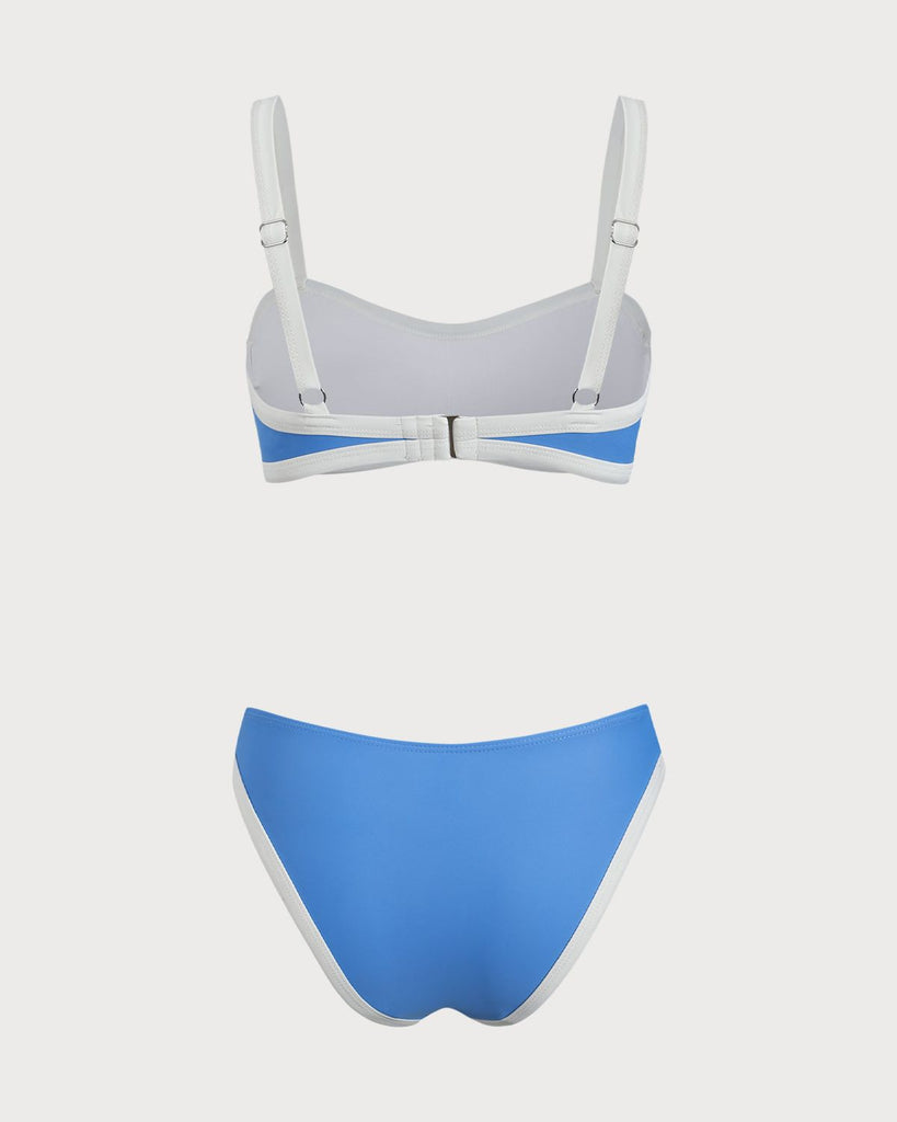 Blue Contrast Bralette Bikini Set