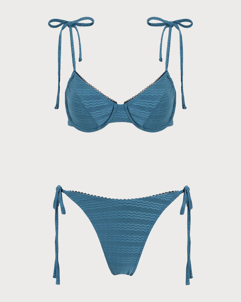 Blue Wave Textured Underwire Bikini Set