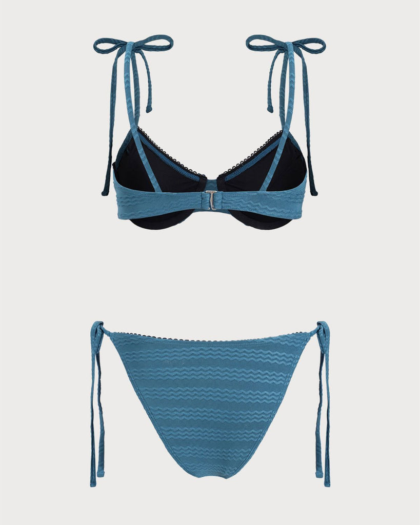 Blue Wave Textured Underwire Bikini Set