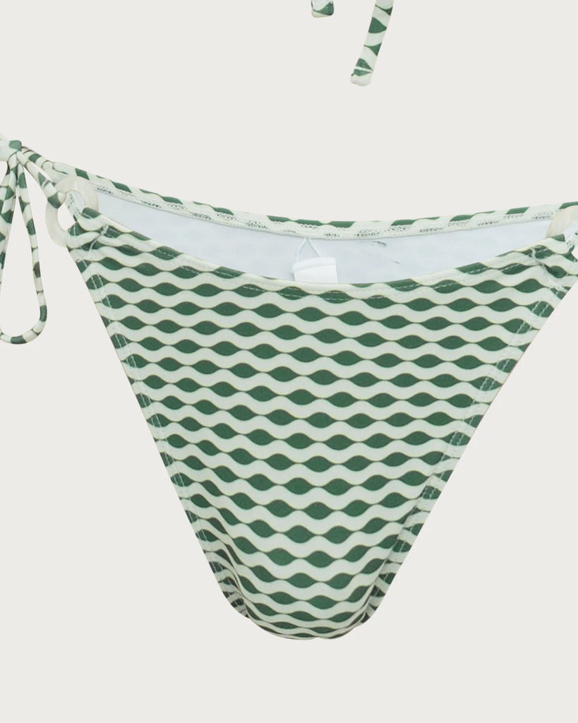 Green Geometric Print Hoop Bikini Set