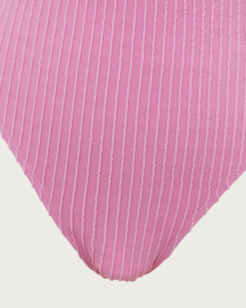 Pink Textured Cutout One-Piece Swimsuit