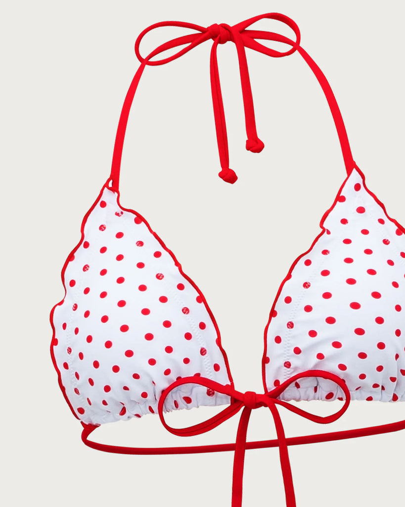 Red Polka Dot Drawstring Bikini Set