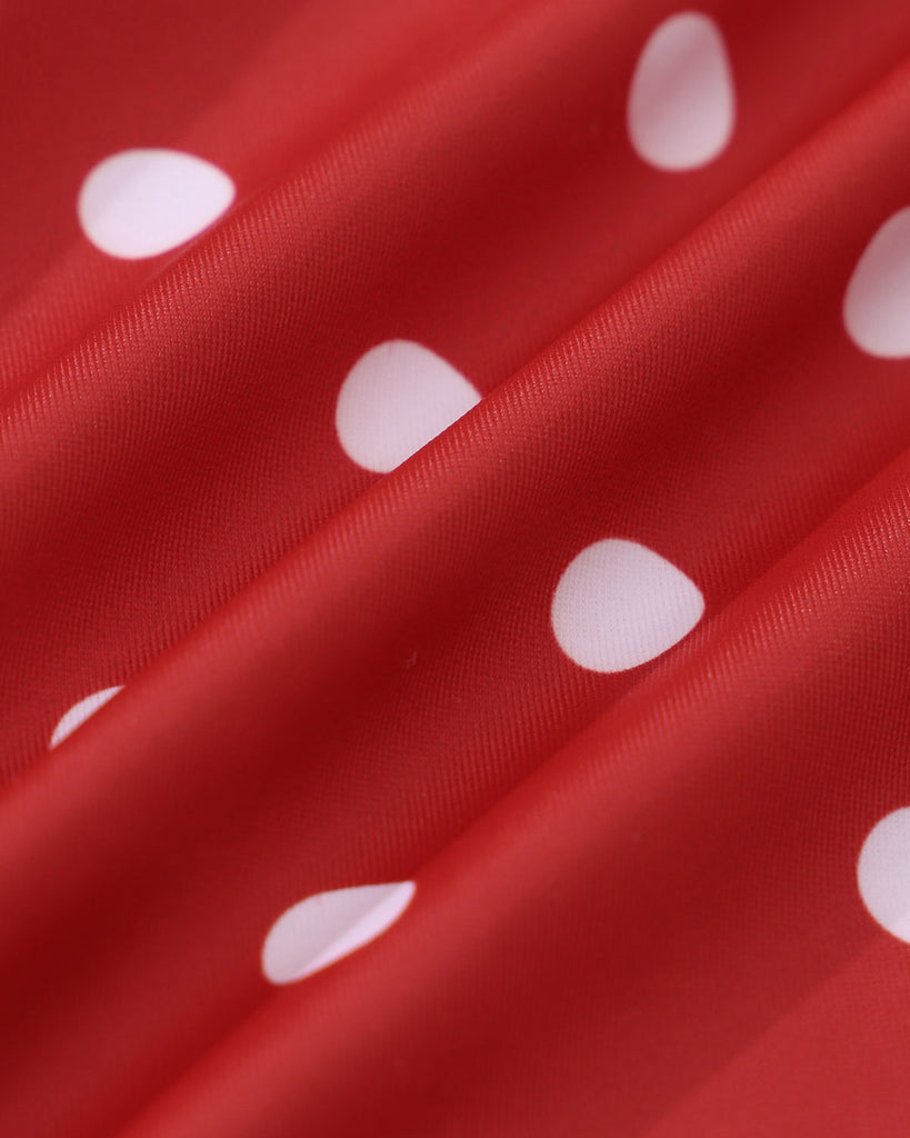 Red Polka Dot Backless One-Piece Swimsuit