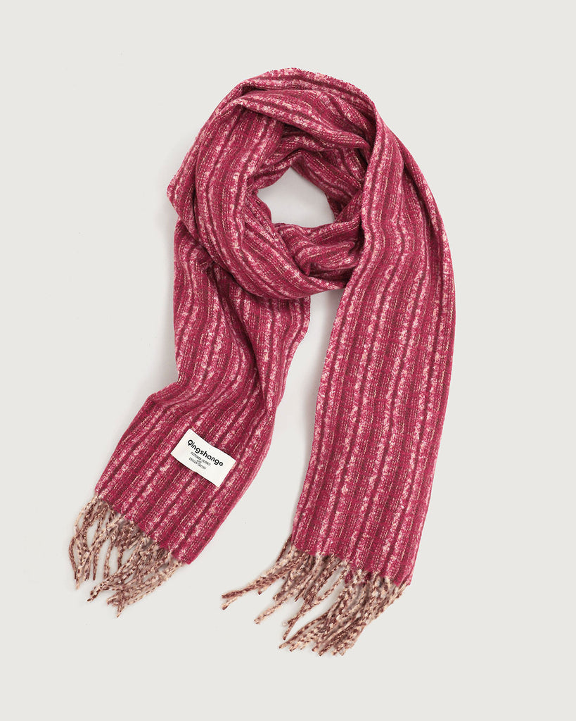 Red Knitted Tassel Scarf