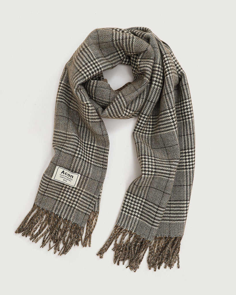 Brown Plaid Tassel Scarf