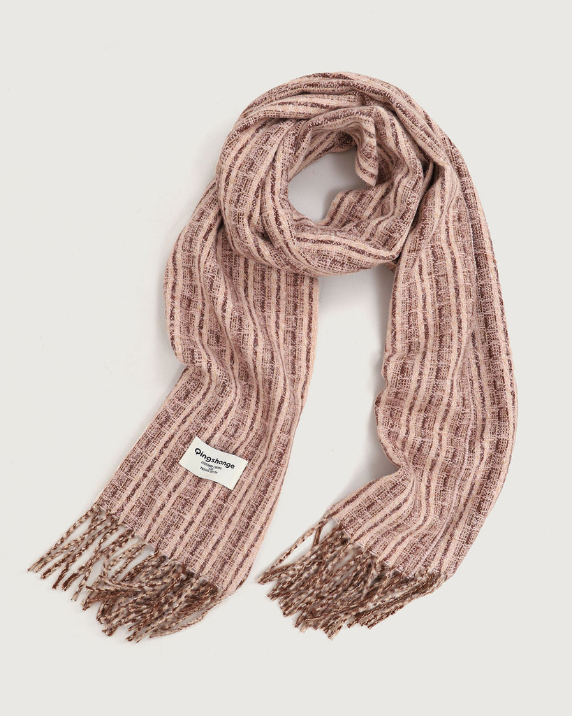 Brown Knitted Tassel Scarf