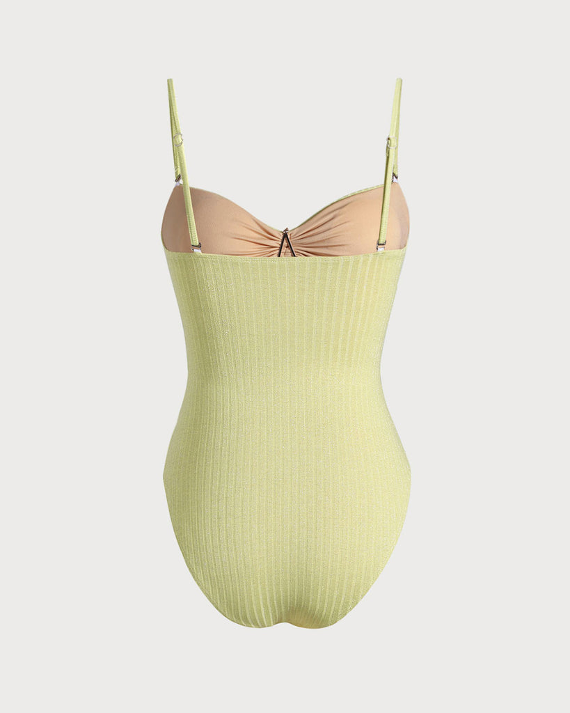 Yellow Lurex Cut Out One-Piece Swimsuit