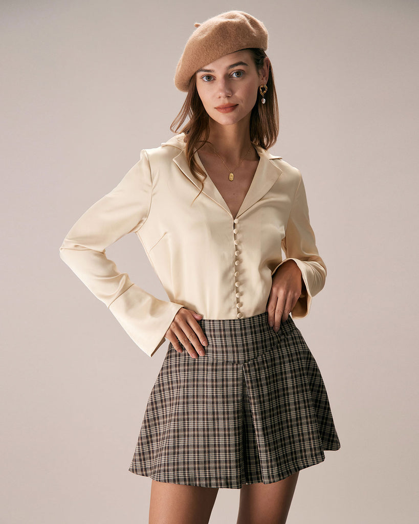 Pattern Clothes for Women Plain Tops Women Casual Lapel Button