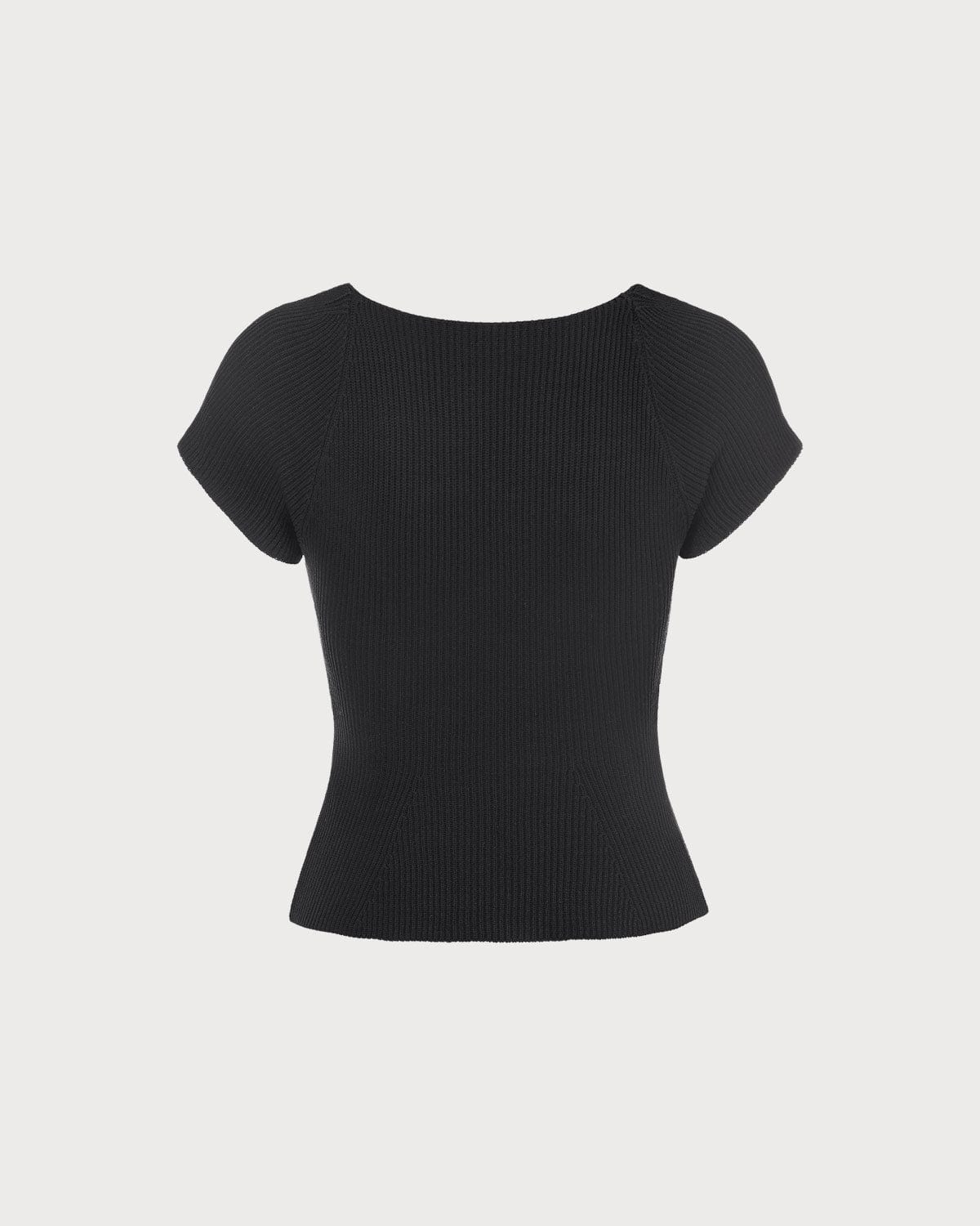 The Black Square Neck Short Sleeve Knit Top