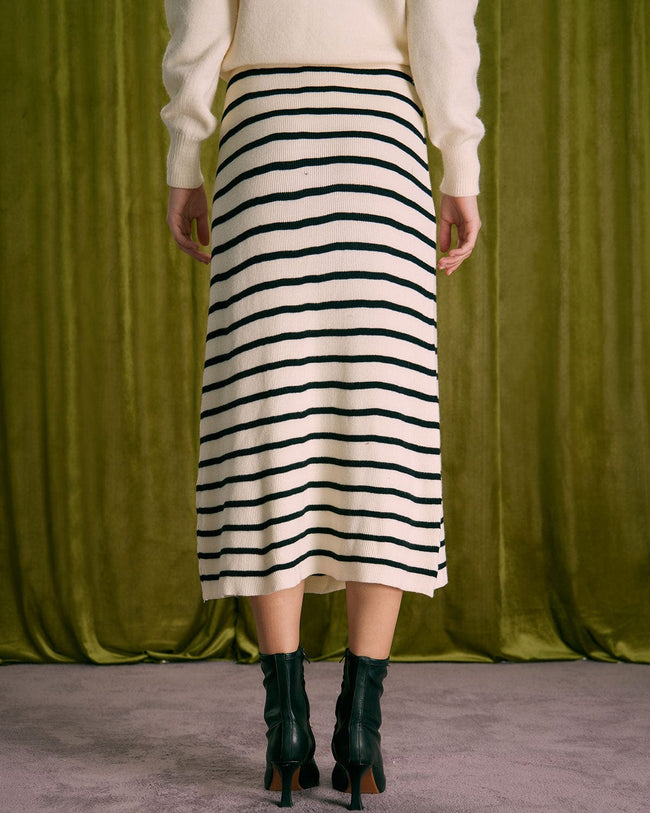 Striped knit midi skirt sale