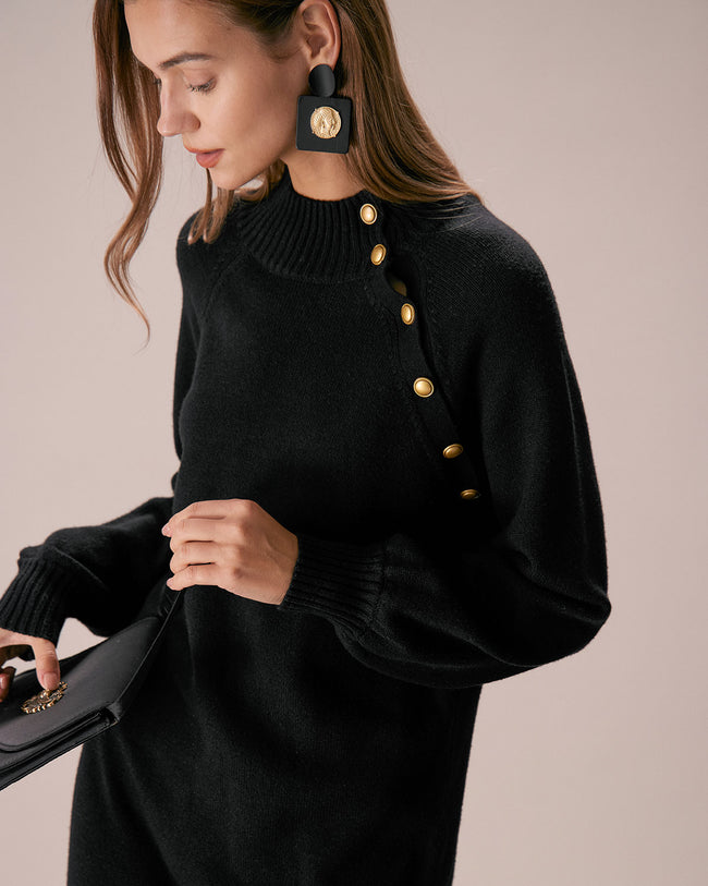 Lantern sleeve mock hot sale neck sweater