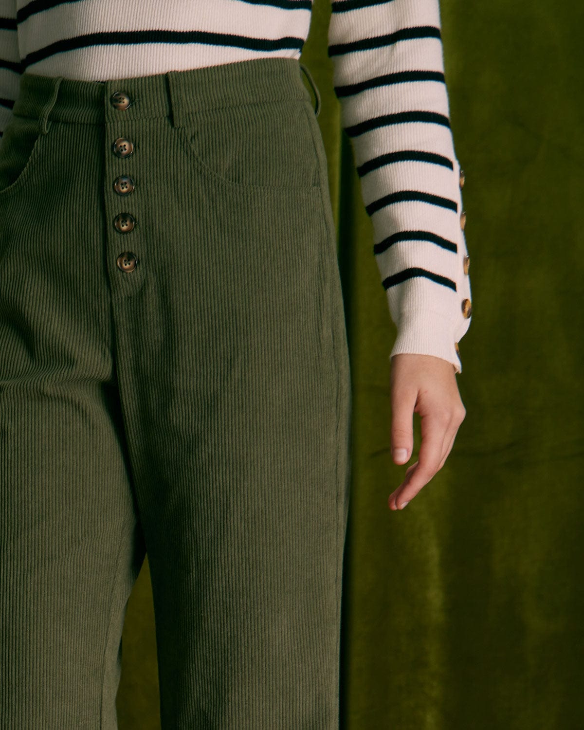 Forest Green Corduroy Pants Men - Trendy Slim Fit Pants